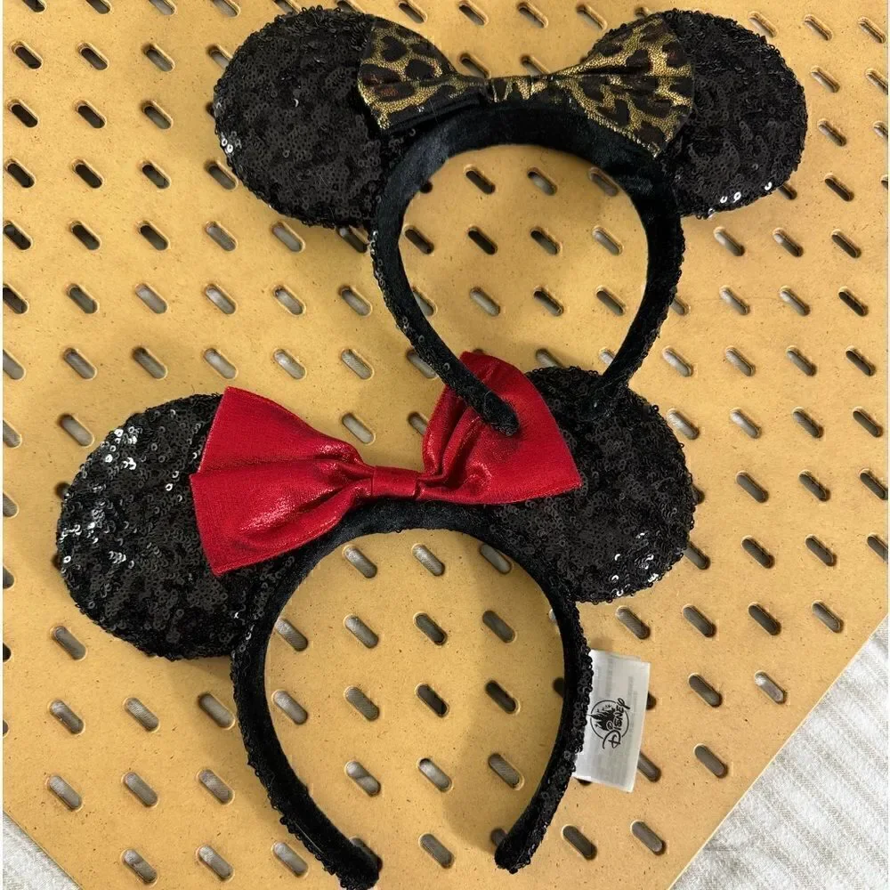 Disney Parks sequin Classic Bow Minnie Mouse sets of 2 Hair HeadBands‎